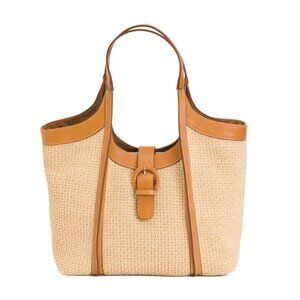 CAVALCANTI Cuoio Made In Italy Straw Tote With Buckle